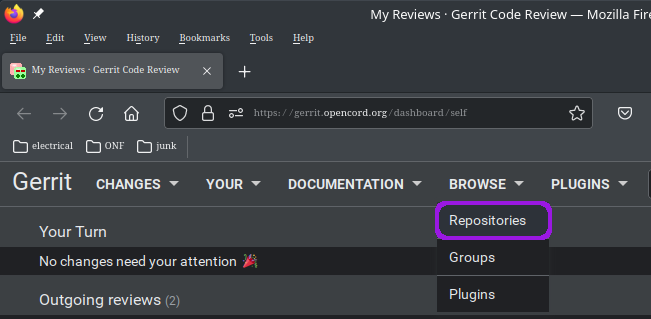 BROWSE pull-down menu selection